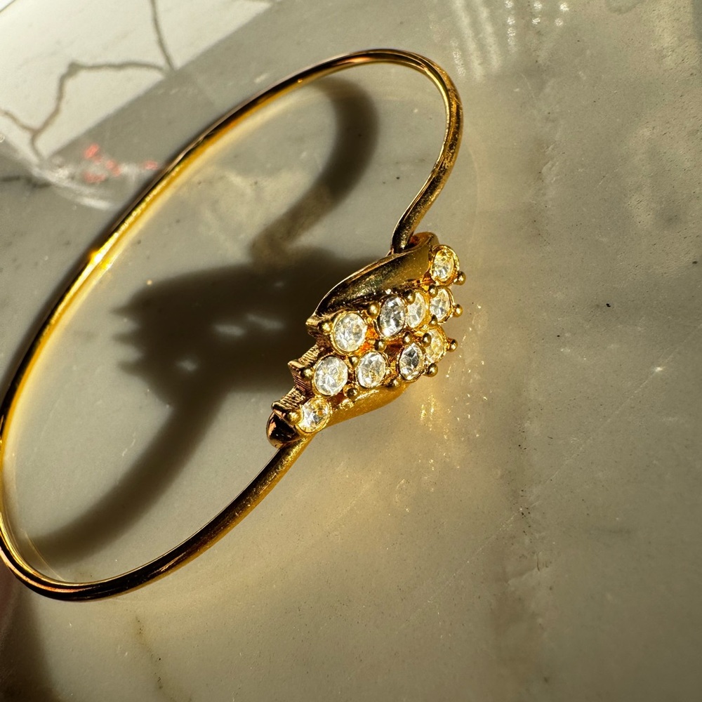 Vintage Gold plated bangle with rhinestones